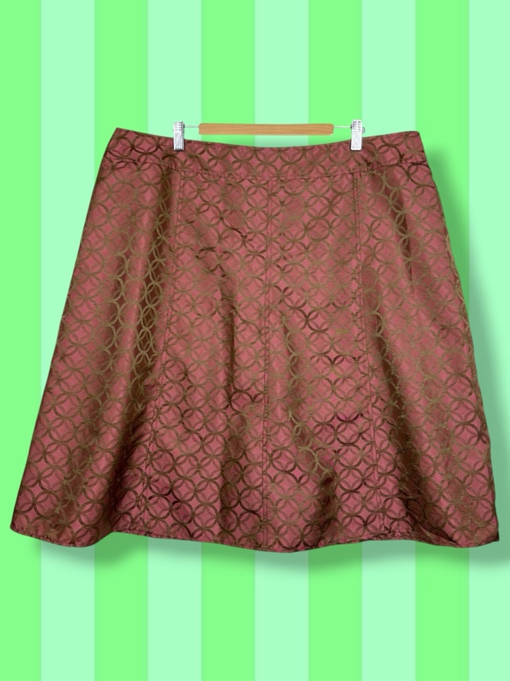 I.E. Woman Vintage Earthy Muted Satin Metallic Geometric A Line Circle Skirt 20W